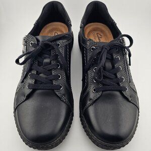 Clarks Collection Caroline Janna Leather Side Zip Sneakers Women's 6W NIB